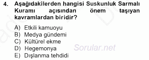 İletişim Kuramları 2012 - 2013 Dönem Sonu Sınavı 4.Soru