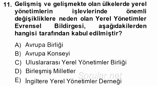 Sosyal Politika 2 2013 - 2014 Dönem Sonu Sınavı 11.Soru