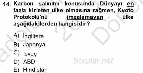 Sosyal Politika 2 2013 - 2014 Dönem Sonu Sınavı 14.Soru