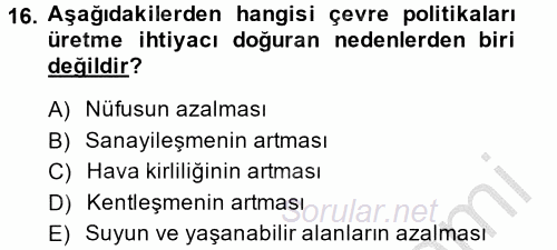 Sosyal Politika 2 2013 - 2014 Dönem Sonu Sınavı 16.Soru