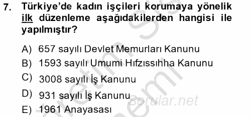 Sosyal Politika 2 2013 - 2014 Dönem Sonu Sınavı 7.Soru