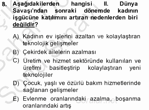 Sosyal Politika 2 2013 - 2014 Dönem Sonu Sınavı 8.Soru
