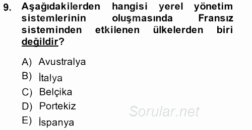 Sosyal Politika 2 2013 - 2014 Dönem Sonu Sınavı 9.Soru