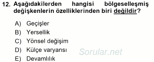 Coğrafi Bilgi Sistemleri İçin Temel İstatistik 2017 - 2018 Dönem Sonu Sınavı 12.Soru