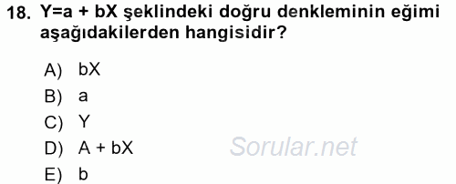 Coğrafi Bilgi Sistemleri İçin Temel İstatistik 2017 - 2018 Dönem Sonu Sınavı 18.Soru