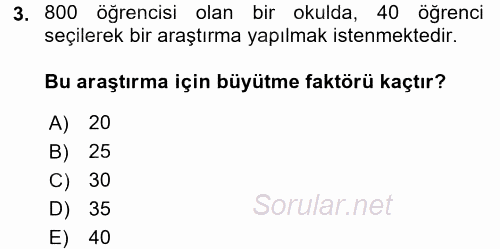 Coğrafi Bilgi Sistemleri İçin Temel İstatistik 2017 - 2018 Dönem Sonu Sınavı 3.Soru