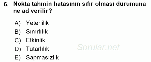 Coğrafi Bilgi Sistemleri İçin Temel İstatistik 2017 - 2018 Dönem Sonu Sınavı 6.Soru