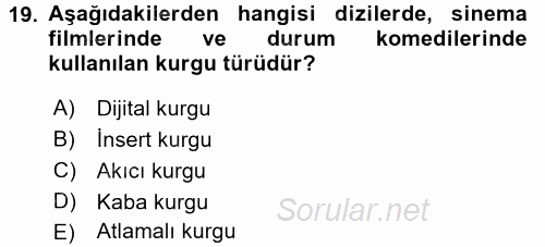 Radyo ve Televizyonda Program Yapımı 2015 - 2016 Dönem Sonu Sınavı 19.Soru