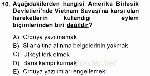Yeni Toplumsal Hareketler 2014 - 2015 Tek Ders Sınavı 10.Soru