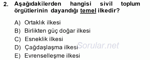 Yeni Toplumsal Hareketler 2014 - 2015 Tek Ders Sınavı 2.Soru