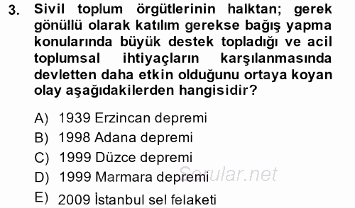 Yeni Toplumsal Hareketler 2014 - 2015 Tek Ders Sınavı 3.Soru
