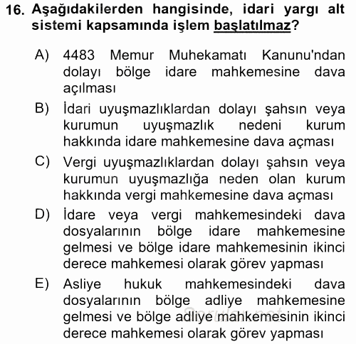 Ulusal Yargı Ağı Projesi 2 2016 - 2017 3 Ders Sınavı 16.Soru