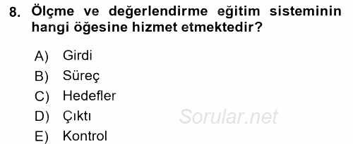 Ölçme Ve Değerlendirme 2015 - 2016 Ara Sınavı 8.Soru