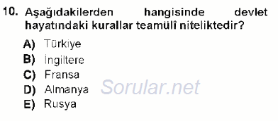 Anayasa 1 2012 - 2013 Ara Sınavı 10.Soru