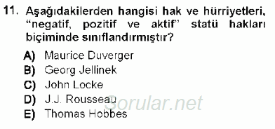 Anayasa 1 2012 - 2013 Ara Sınavı 11.Soru