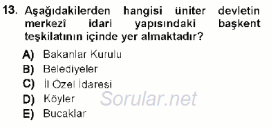 Anayasa 1 2012 - 2013 Ara Sınavı 13.Soru