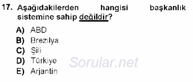 Anayasa 1 2012 - 2013 Ara Sınavı 17.Soru