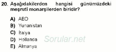 Anayasa 1 2012 - 2013 Ara Sınavı 20.Soru
