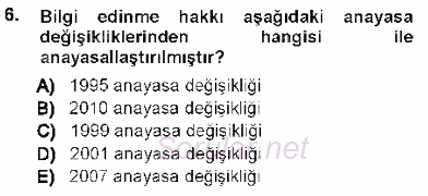 Anayasa 1 2012 - 2013 Ara Sınavı 6.Soru