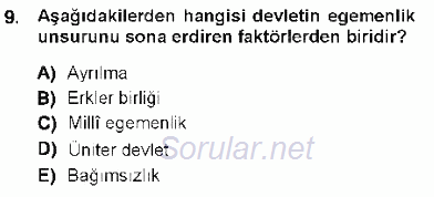 Anayasa 1 2012 - 2013 Ara Sınavı 9.Soru