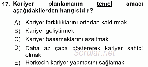 Performans Yönetimi 2017 - 2018 3 Ders Sınavı 17.Soru