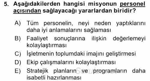 Performans Yönetimi 2017 - 2018 3 Ders Sınavı 5.Soru