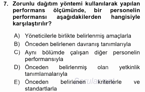 Performans Yönetimi 2017 - 2018 3 Ders Sınavı 7.Soru