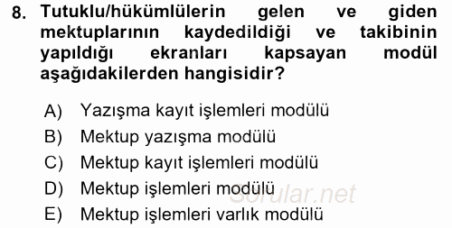 Ulusal Yargı Ağı Projesi 2 2017 - 2018 Ara Sınavı 8.Soru