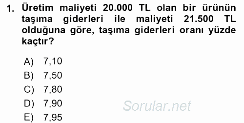 Finans Matematiği 2017 - 2018 Ara Sınavı 1.Soru