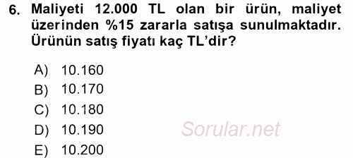 Finans Matematiği 2017 - 2018 Ara Sınavı 6.Soru