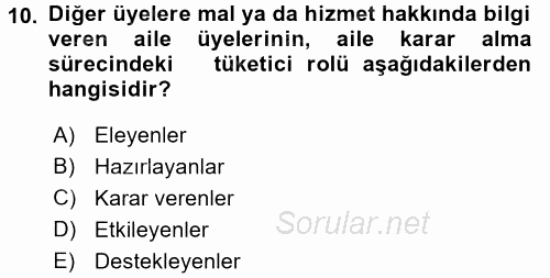 Tüketim Bilinci ve Bilinçli Tüketici 2015 - 2016 Ara Sınavı 10.Soru