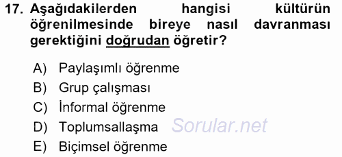 Tüketim Bilinci ve Bilinçli Tüketici 2015 - 2016 Ara Sınavı 17.Soru