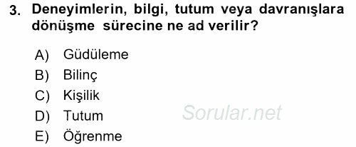 Tüketim Bilinci ve Bilinçli Tüketici 2015 - 2016 Ara Sınavı 3.Soru