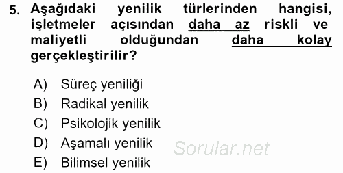 Tüketim Bilinci ve Bilinçli Tüketici 2015 - 2016 Ara Sınavı 5.Soru
