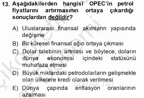 Uluslararası Ekonomi Politik 2013 - 2014 Ara Sınavı 13.Soru