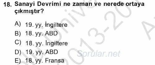 Uluslararası Ekonomi Politik 2013 - 2014 Ara Sınavı 18.Soru