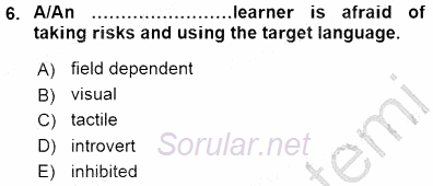 Dil Edinimi 2015 - 2016 Dönem Sonu Sınavı 6.Soru