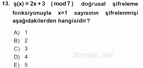 Matematik 2 2016 - 2017 Dönem Sonu Sınavı 13.Soru