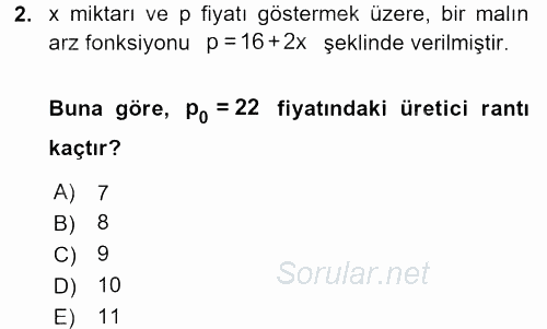 Matematik 2 2016 - 2017 Dönem Sonu Sınavı 2.Soru