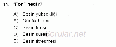 Okulöncesinde Müzik Eğitimi 1 2015 - 2016 Ara Sınavı 11.Soru