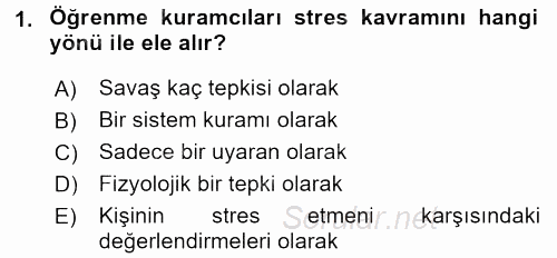 Çatışma ve Stres Yönetimi 2 2015 - 2016 Ara Sınavı 1.Soru