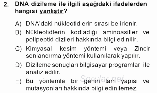 Temel Veteriner Mikrobiyoloji ve İmmünoloji 2013 - 2014 Dönem Sonu Sınavı 2.Soru