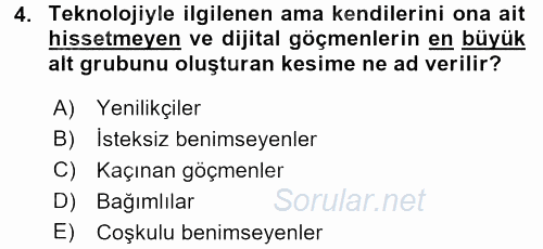 Yeni İletişim Teknolojileri 2017 - 2018 Ara Sınavı 4.Soru