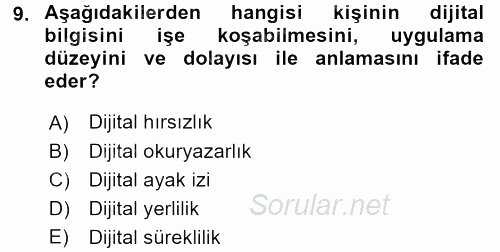 Yeni İletişim Teknolojileri 2017 - 2018 Ara Sınavı 9.Soru