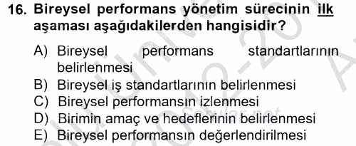 Yönetim Bilimi 2 2012 - 2013 Ara Sınavı 16.Soru