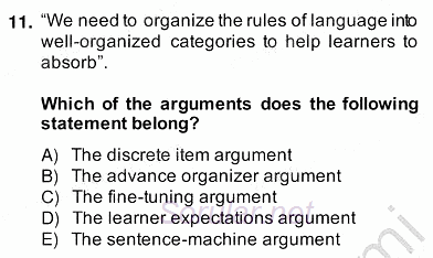 Dilbilgisi Öğretimi 2013 - 2014 Ara Sınavı 11.Soru
