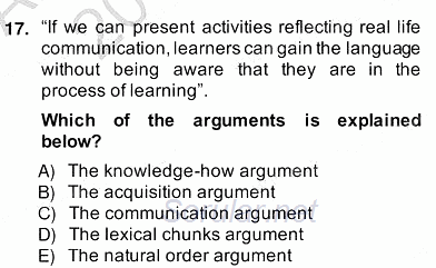 Dilbilgisi Öğretimi 2013 - 2014 Ara Sınavı 17.Soru