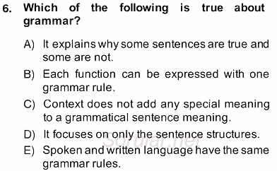 Dilbilgisi Öğretimi 2013 - 2014 Ara Sınavı 6.Soru