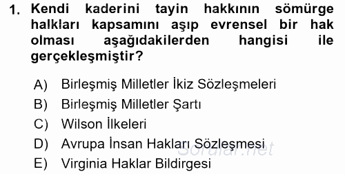 İnsan Hakları ve Demokratikleşme Süreci 2017 - 2018 Ara Sınavı 1.Soru