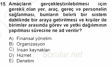 Etkinlik Yönetimi 2012 - 2013 Dönem Sonu Sınavı 15.Soru